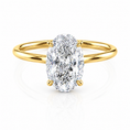 Slim Oval Lab-Grown Diamond Solitaire Hidden Halo Engagement Ring