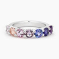 Soft Violet Gradient Round Lab Gemstone Half Eternity Wedding Band - 3.0 mm