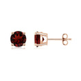 Solitaire Round Garnet Stud Earrings