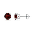 Solitaire Round Garnet Stud Earrings