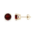 Solitaire Round Garnet Stud Earrings