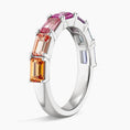 Sunset Fade Emerald-Cut Lab Gemstone Half Eternity Wedding Band - 3.2 mm