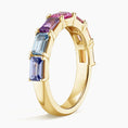 Sunset Fade Emerald-Cut Lab Gemstone Half Eternity Wedding Band - 3.2 mm