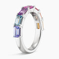 Sunset Fade Emerald-Cut Lab Gemstone Half Eternity Wedding Band - 3.2 mm