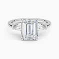 Symphony Three Stone Emerald Cut Moissanite Engagement Ring
