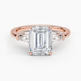 Symphony Three Stone Emerald Cut Moissanite Engagement Ring