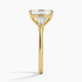 Symphony Three Stone Emerald Cut Moissanite Engagement Ring