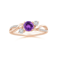 Three Stone Amethyst Twisted Band Promise Ring
