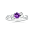 Three Stone Amethyst Twisted Band Promise Ring