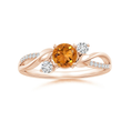 Three Stone Citrine Twisted Band Promise Ring