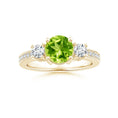 Three-Stone Peridot with Moissanite Accents Engagement Ring