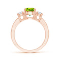 Three-Stone Peridot with Moissanite Accents Engagement Ring