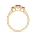 Three-Stone Pink Tourmaline Moissanite Accents Engagement Ring