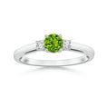 Three Stone Round Peridot with Moissanite Accents Promise Ring