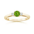 Three Stone Round Peridot with Moissanite Accents Promise Ring