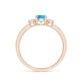 Three Stone Round Swiss Blue Topaz with Moissanite Accents Promise Ring