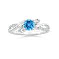 Three Stone Swiss Blue Topaz Twisted Band Promise Ring