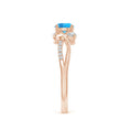 Three Stone Swiss Blue Topaz Twisted Band Promise Ring