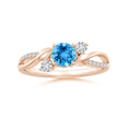 Three Stone Swiss Blue Topaz Twisted Band Promise Ring