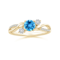 Three Stone Swiss Blue Topaz Twisted Band Promise Ring
