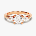 Load image into Gallery viewer, Three‑Stone Moissanite Engagement Ring with Pear‑Cut Accents
