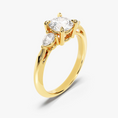 Load image into Gallery viewer, Three‑Stone Moissanite Engagement Ring with Pear‑Cut Accents