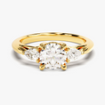 Load image into Gallery viewer, Three‑Stone Moissanite Engagement Ring with Pear‑Cut Accents