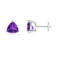 Trillion Cut Amethyst Solitaire Stud Earrings