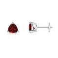 Trillion Garnet Solitaire Stud Earrings