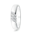 Triple Diagonal Grooves Channel-Set Moissanite Men's Wedding Band-3.5 mm