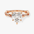 Load image into Gallery viewer, Twist Heart Cut Moissanite Engagement Ring with Pave Band