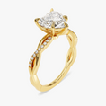 Load image into Gallery viewer, Twist Heart Cut Moissanite Engagement Ring with Pave Band