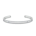 U-Pavé Round Moissanite Double-Line Design Cuff Bracelet