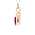 V-Bale Heart-Shaped Garnet with Moissanite Pendant Necklace