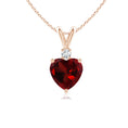 V-Bale Heart-Shaped Garnet with Moissanite Pendant Necklace