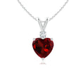 V-Bale Heart-Shaped Garnet with Moissanite Pendant Necklace