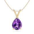 V-Bale Pear-Shaped Amethyst Solitaire Pendant Necklace