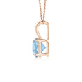 V-Bale Round Aquamarine Solitaire Pendant Necklace