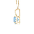 V-Bale Round Aquamarine Solitaire Pendant Necklace