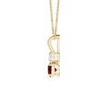V-Bale Round Garnet with Moissanite Pendant Necklace