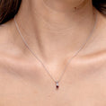 V-Bale Round Garnet with Moissanite Pendant Necklace
