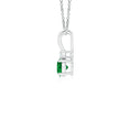V-Bale Round Lab-Created Emerald with Moissanite Accent Pendant Necklace