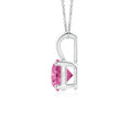 V-Bale Round Lab-Grown Pink Sapphire Solitaire Pendant Necklace