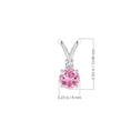 V Bale Round Pink Tourmaline with Moissanite Accent Pendant Necklace