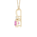 V Bale Round Pink Tourmaline with Moissanite Accent Pendant Necklace