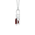 V-Bale Pear Garnet with Moissanite Pendant Necklace
