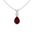 V-Bale Pear Garnet with Moissanite Pendant Necklace