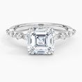 Versailles Asscher Moissanite Hidden Halo Engagement Ring with Mixed-Shape Band