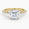 Versailles Asscher Moissanite Hidden Halo Engagement Ring with Mixed-Shape Band
