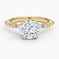 Versailles Cushion Moissanite Hidden Halo Engagement Ring with Mixed-Shape Band